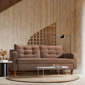 The Earth-Tone Grid-Tufted Sofa