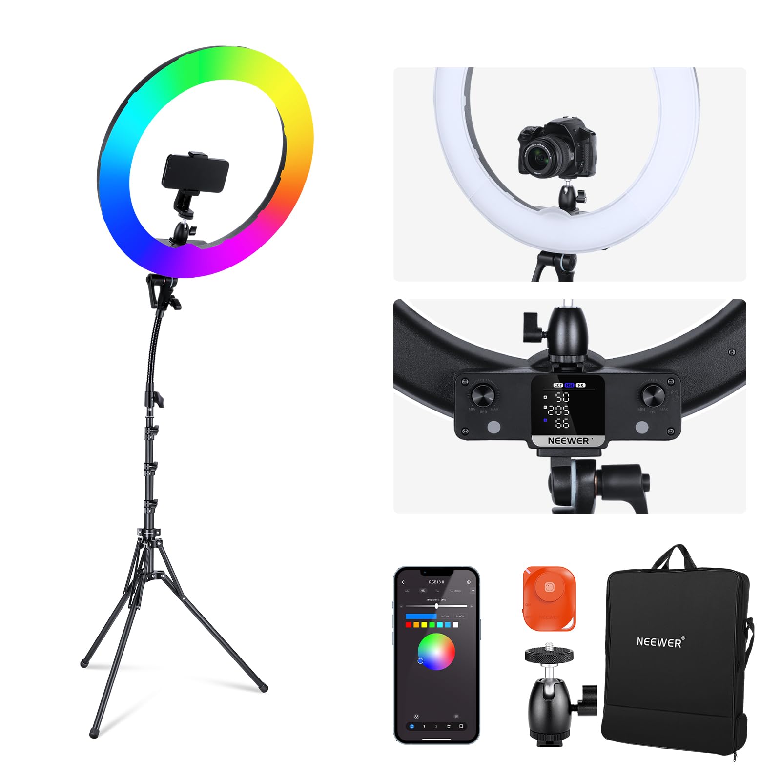 Professional 18-inch LED Ring Light with Sturdy Tripod