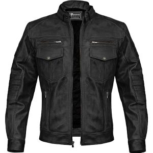 Premium Heavyweight Black Leather Biker Jacket