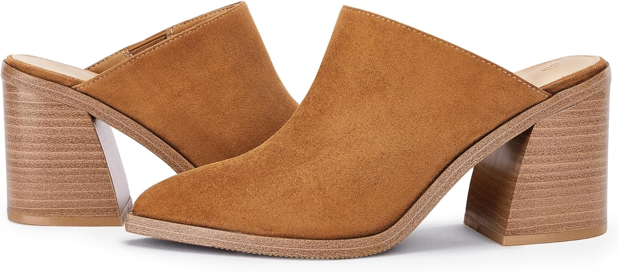 Sleek Tan Leather Closed-Toe Gentle Mule Sandals