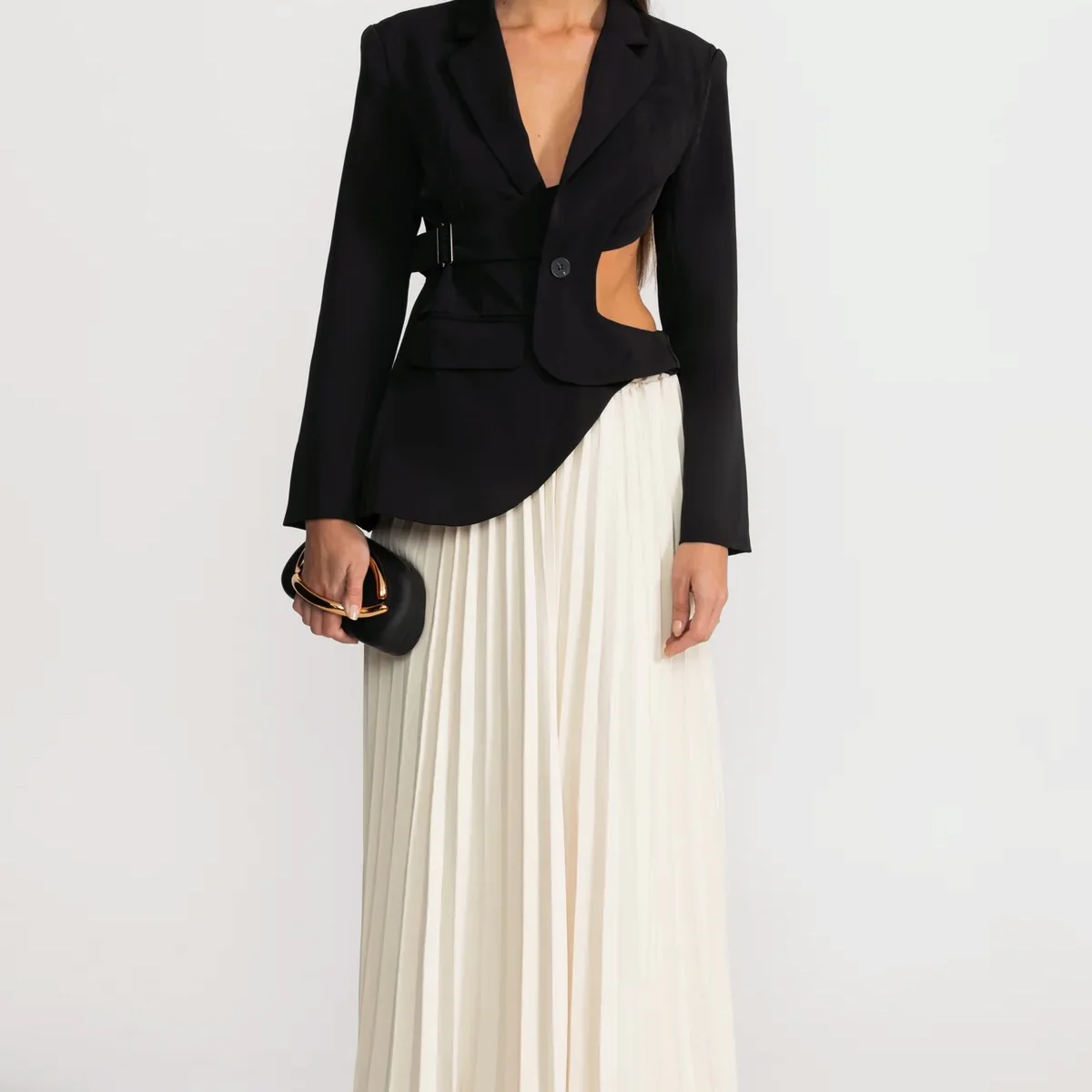 African-Futurism Metallic Asymmetrical Blazer