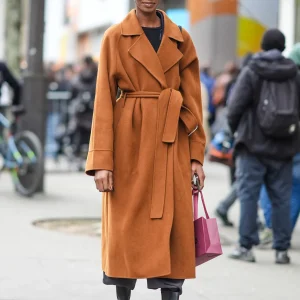 Classic Camel Wool Trench Coat (Hollywood Style)