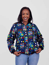 Luxury Royal Blue Kitenge Bomber Jacket