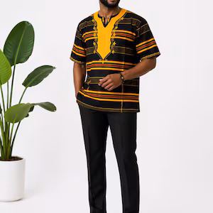 Sophisticated Black Dashiki Short-Sleeve Co-ord Set