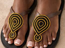 Hand-Carved Traditional Maasai Beaded Leather Sandals