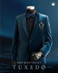 Royal Blue Velvet Robe Tuxedo (Swarovski Crystal Accents)
